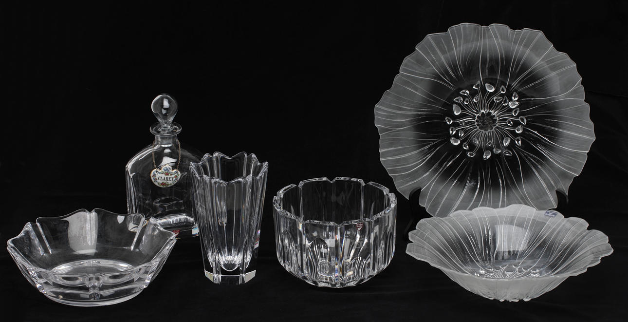 PARTI GLAS, 6 delar, bland annat Orrefors G Cyrén samt V Lindstrand.