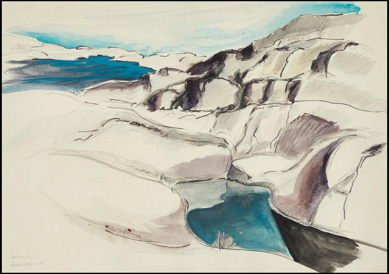 HASSE OLSSON. Rocks in Ramsvik, Smögen, signed and dated Hasse Olsson -90, watercolour.