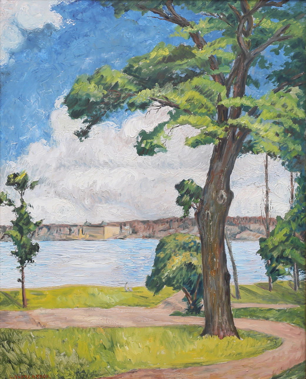 OIDENTIFIERAD KONSTNÄR. Oil on canvas, landscape, signed G Andreasson.