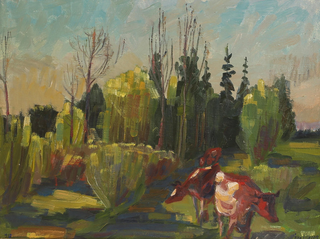 ÅKE LILJESON. Oil on panel, signed, dated 1948.