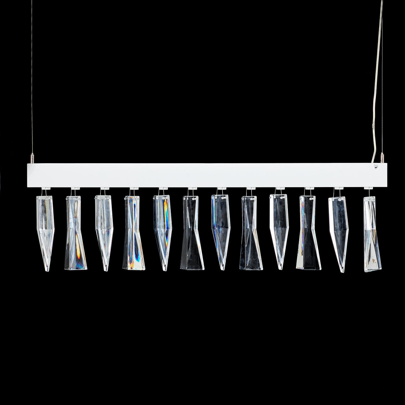 LENA BERGSTRÖM. CEILING LAMP, “Prismi”, Orrefors/Zero, enclosed with prisms under each bulb, designed in 2007.