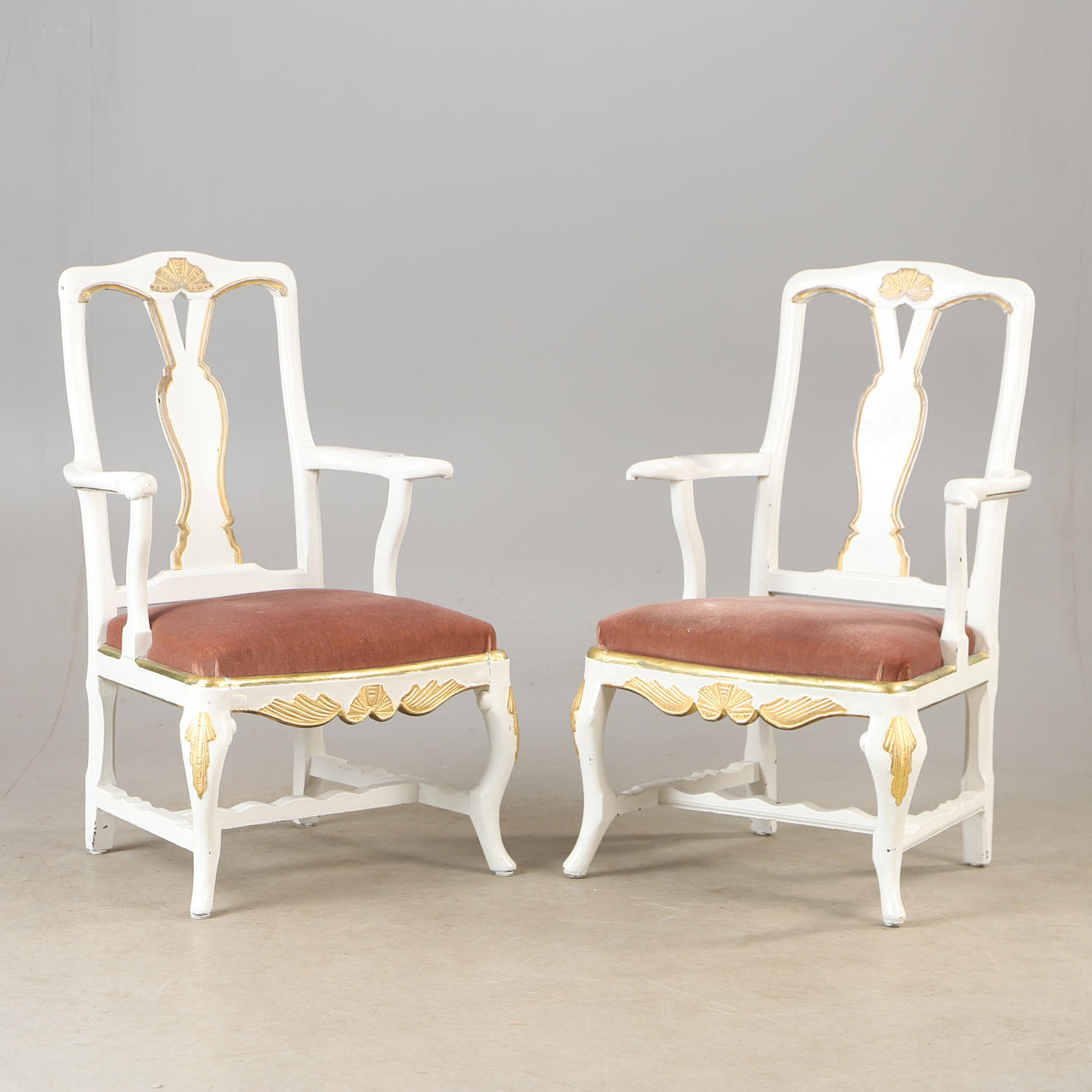 ARMCHAIRS, 1 pair, white painted, rococo.