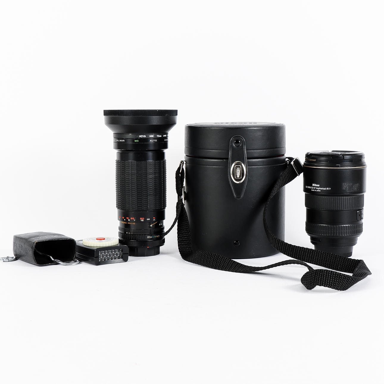 CAMERA LENS 2 pieces and light meter.