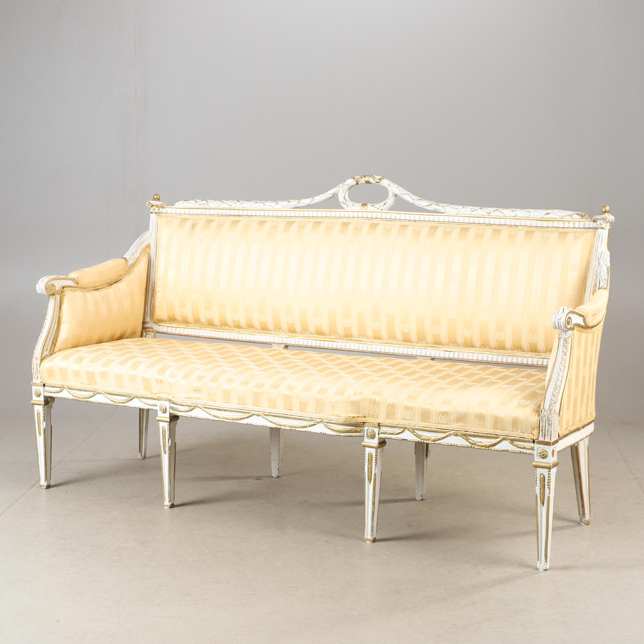 LOUNGE SOFA, white painted with gilt decor, Gustavian.