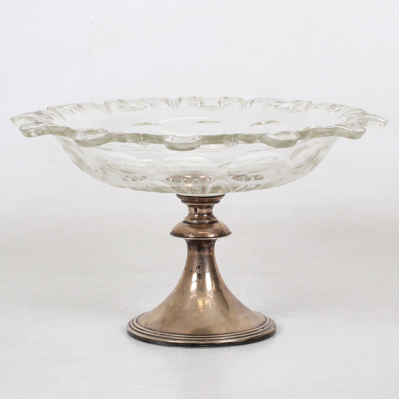 A silver, glass table set, 20th century.