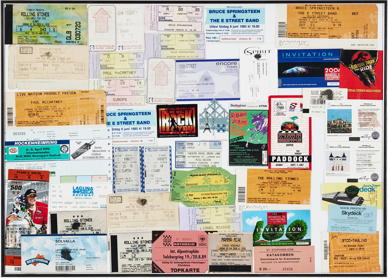 TAVLA, indrammede billetter, inklusive koncertbilletter.