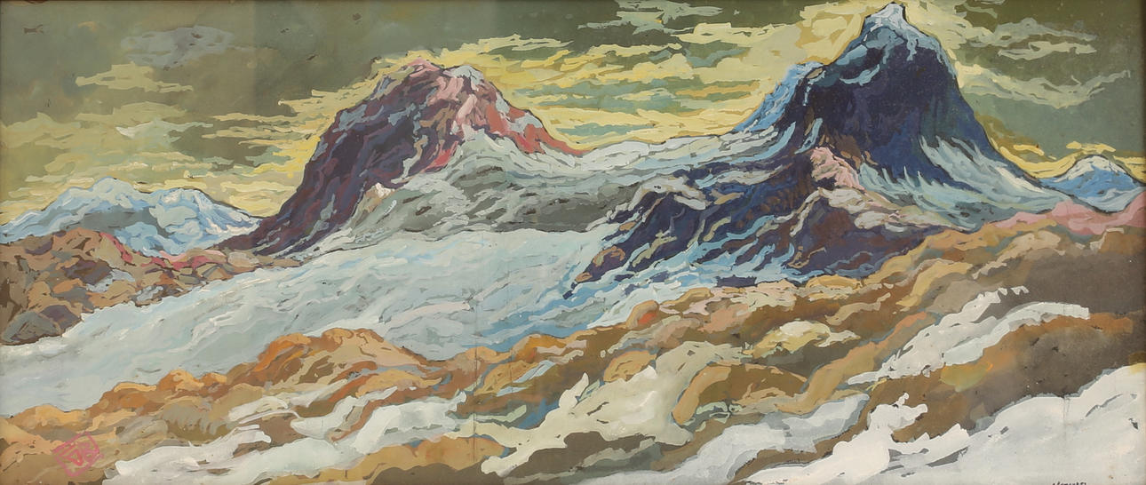 GUSTAV BÖRTNER. Gouache, monogram signed.