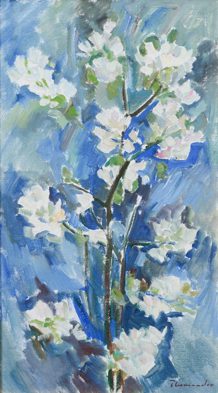 HARRY THOMANDER. “Apple twig”, oil on canvas, signed.