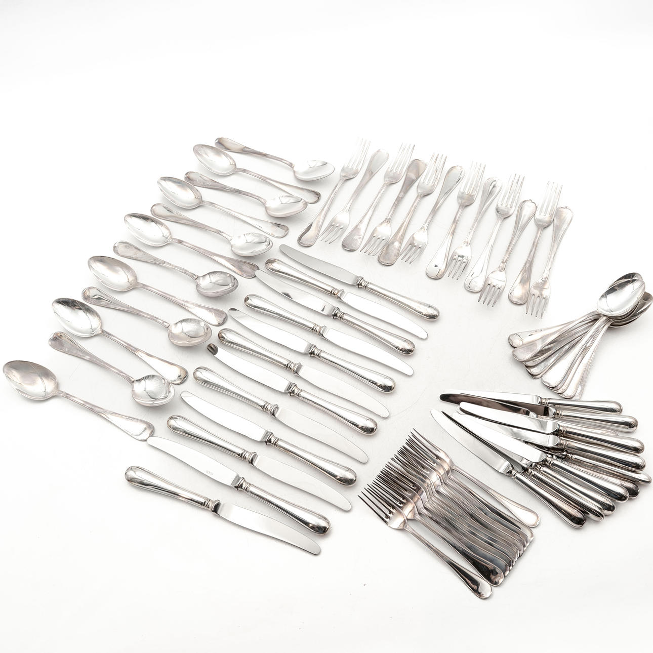 COLLECTION CUTLERY, “Swedish Round”, Silver, 72pcs, GAB.