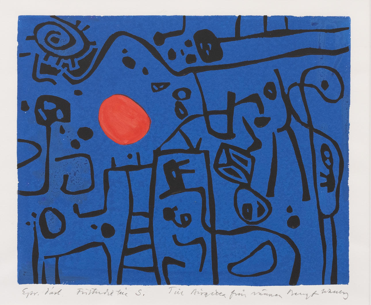 BENGT WALLBERG (1931-2004). Composition, linocut, EA print, signed.