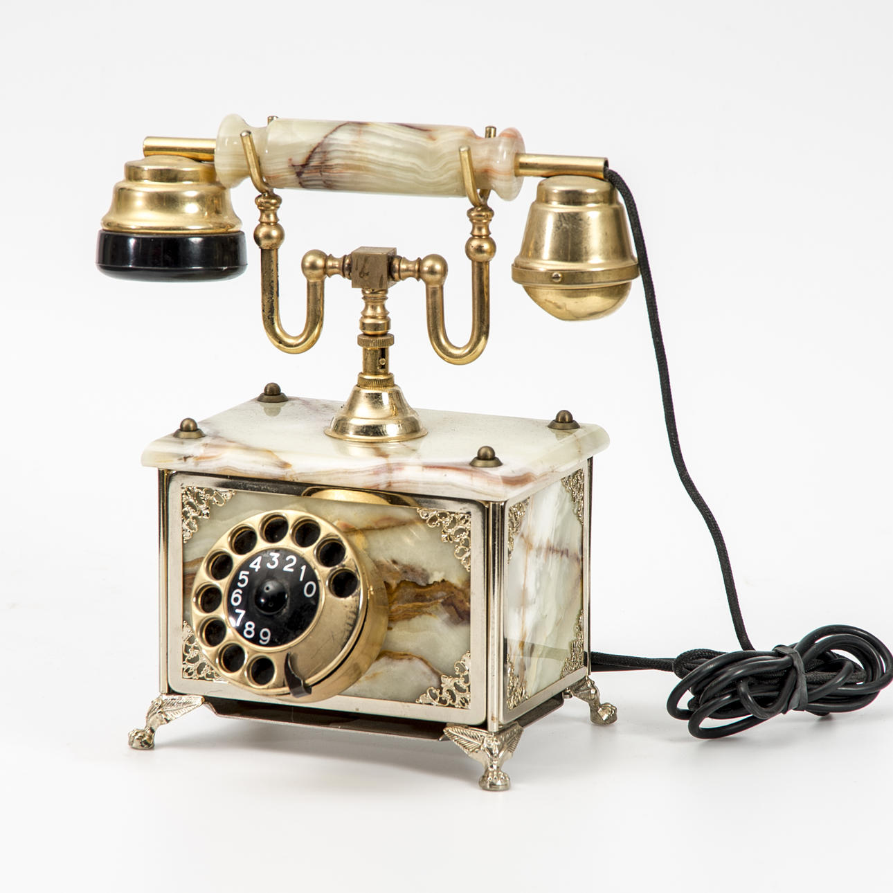 TELEFON, onyx/mässing, sent 1900-tal.