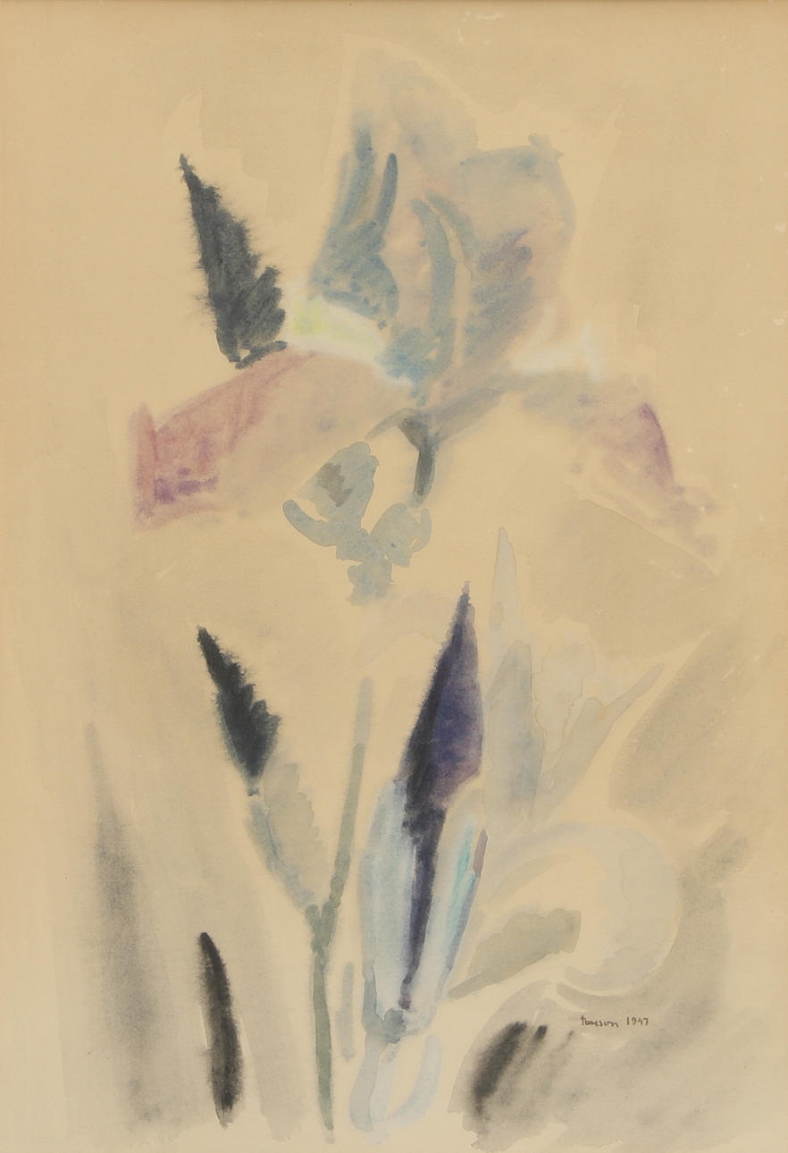 SVANTE TUVESON. Watercolour, “Lilies”, signed, dated 1947.