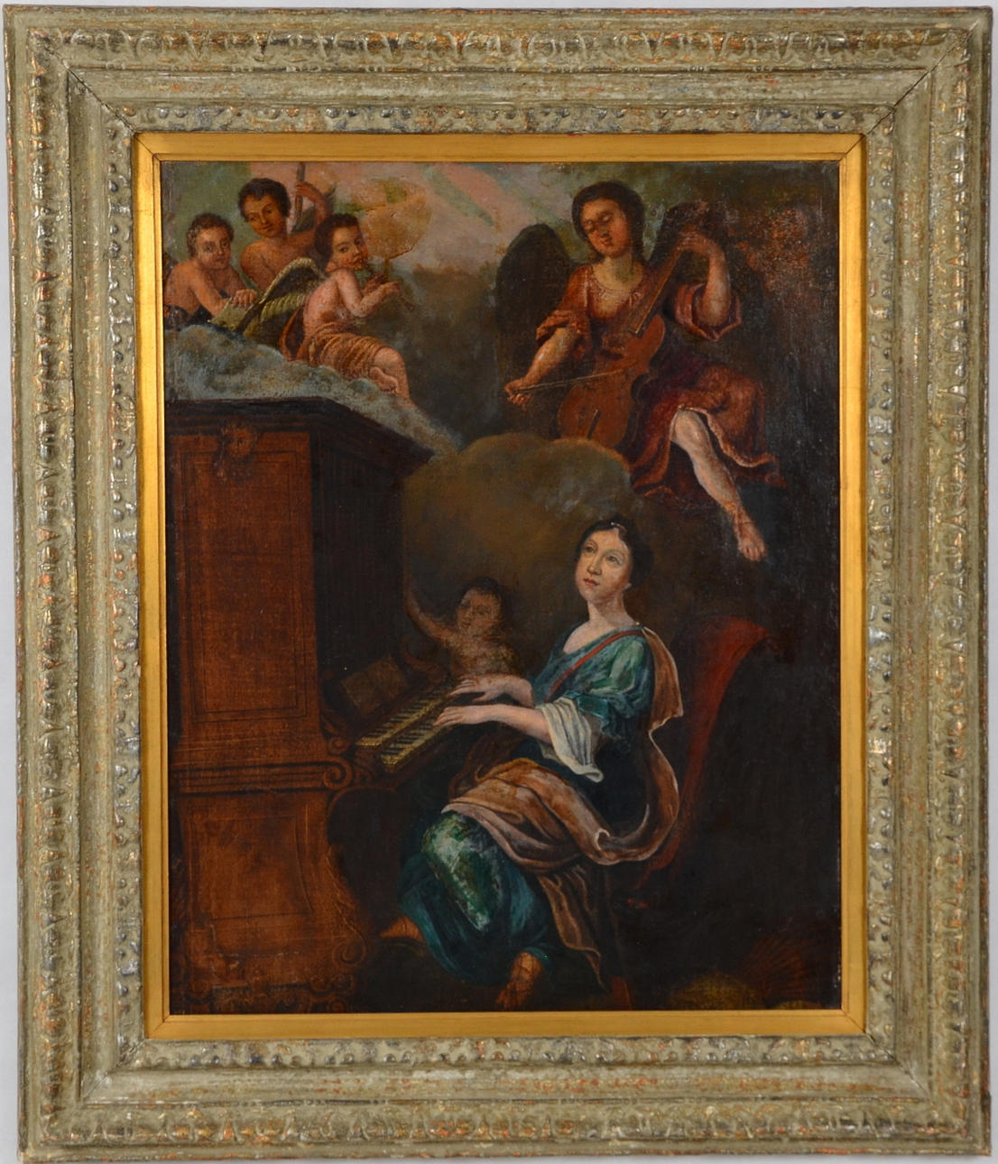 OKÄND KONSTNÄR. Olja på duk uppklistrad på pannå, 1700-tal.