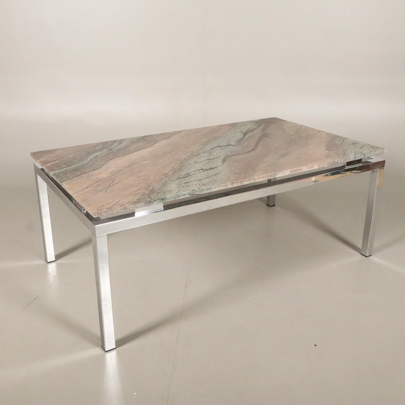 COFFEE TABLE, metal with stone top.