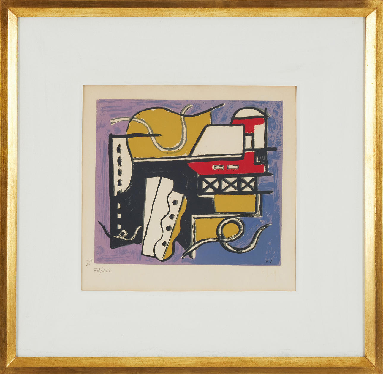 FERNAND  LÉGER. After. composition, lithograph in colour, from “Album of 10 serigraphs”, signed and numbered 78/200 in pencil and signed in plate.