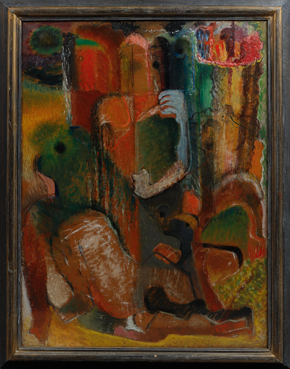 HERBERT JOHANSSON. Abstract composition, mixed media, signed.