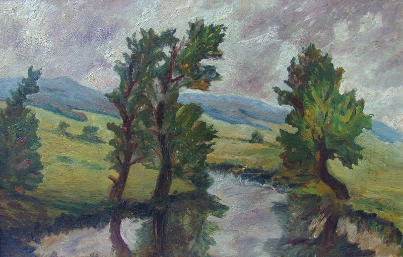 OKÄND KONSTNÄR. Düren, dat.1930 olja på plywood.