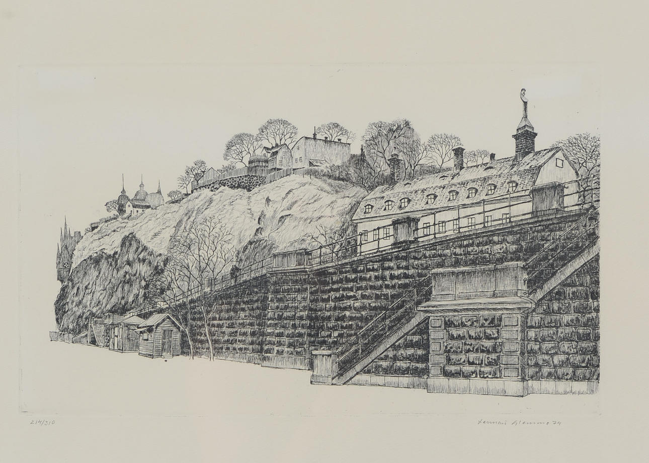 LENNART GLEMME. Stockholm motif, etching, signed and numbered.