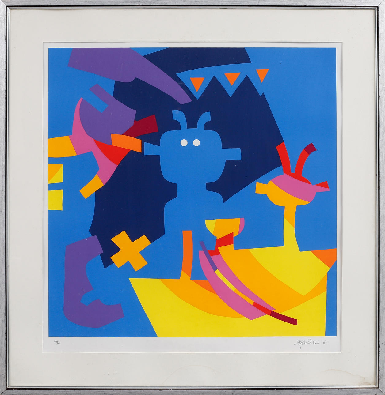 AKSEL NIELSEN. Composition, lithograph in colours, signed and numbered 109/200. Dated 89.