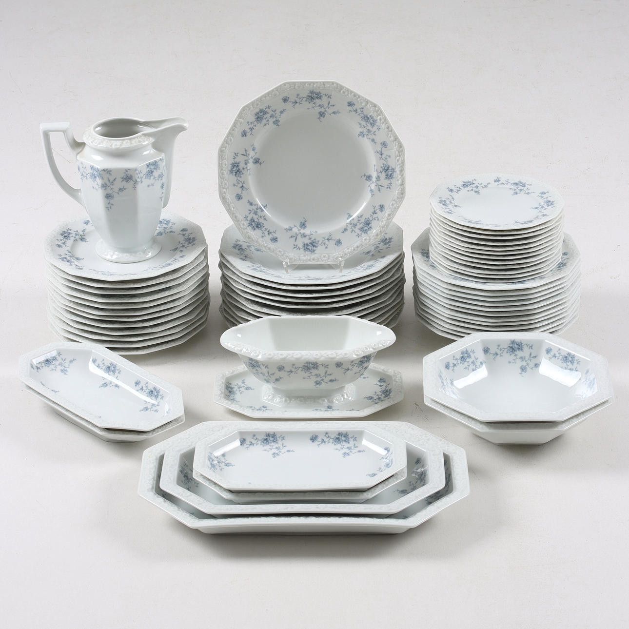 A 58-piece tableware set, “Maria, Blue Bouquet”, classic Rose collection, Rosenthal Group, Germany. Ceramics & Porcelain - European