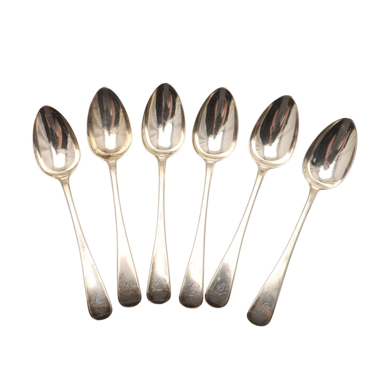 A SET OF SIX GEORGE IV OLD ENGLISH PATTERN TEASPOONS.