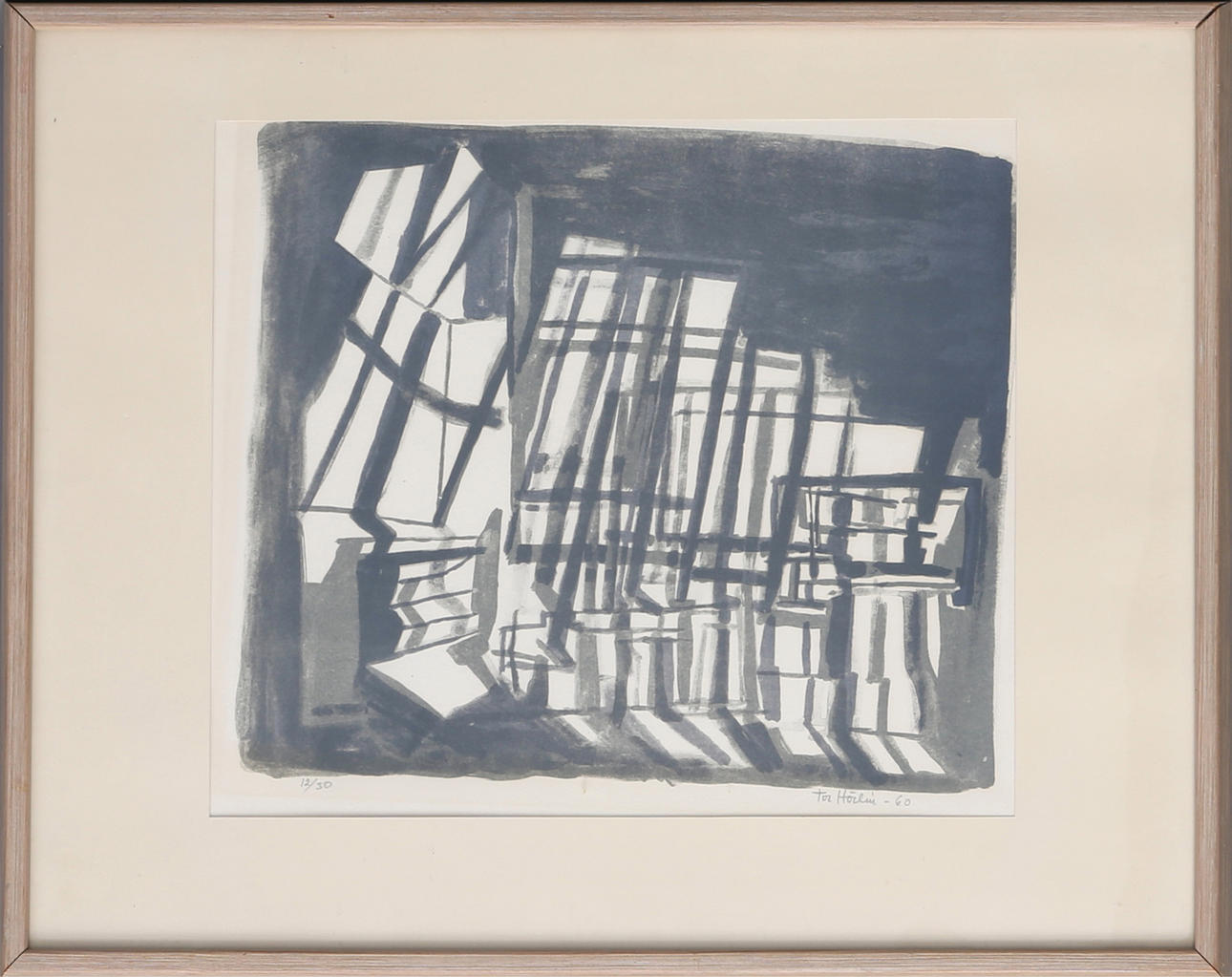TOR HÖRLIN. Shadow play. Lithograph, signed and numbered 12/30, dated -60.