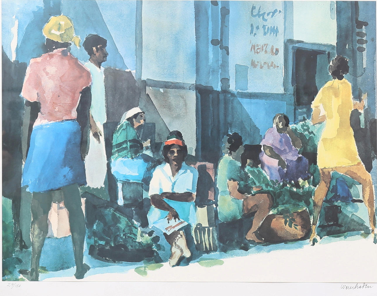 STIG WERNHEDEN. Lithograph in colours, street view, signed, numbered 24/180.
