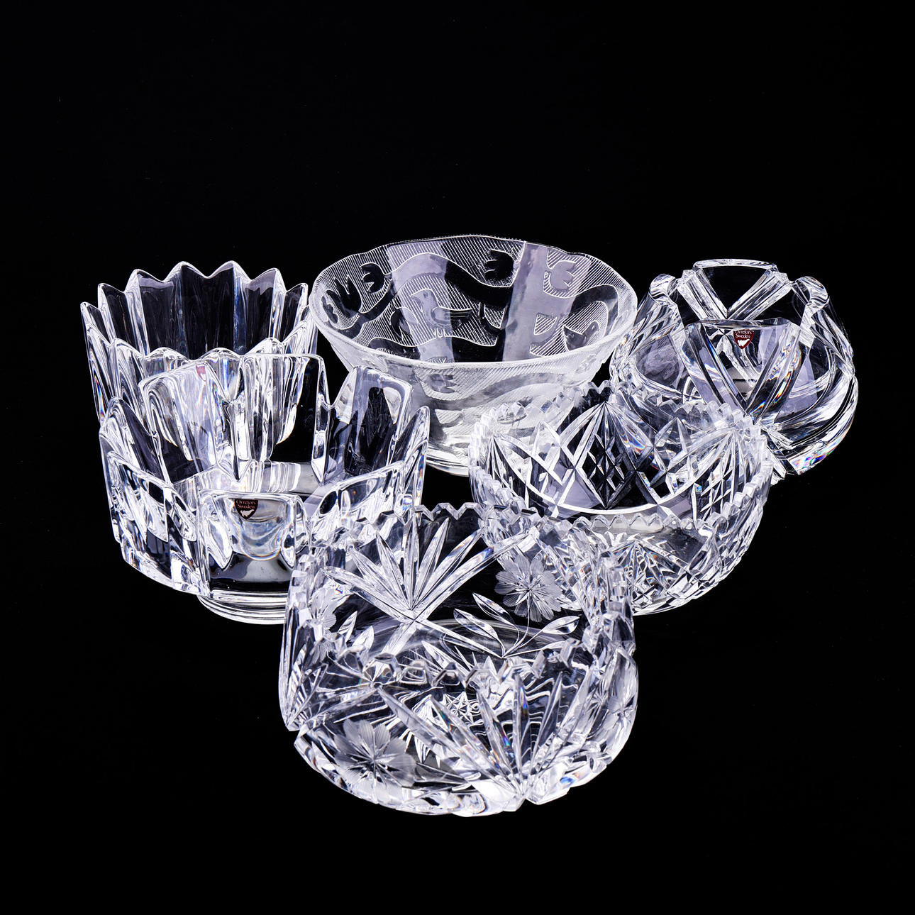 GLASSCHALEN, 6 Stück, einschließlich Orrefors.