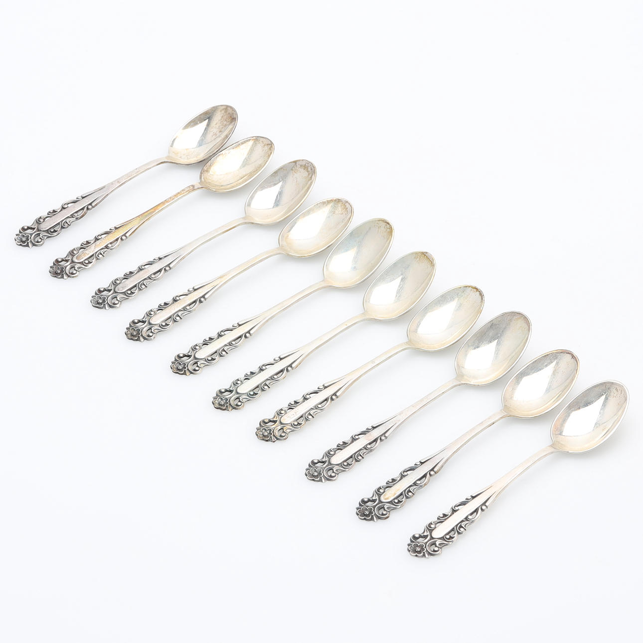 Ein Satz von 10 Stück, Silber, „Aristokrat“, Svedbom.