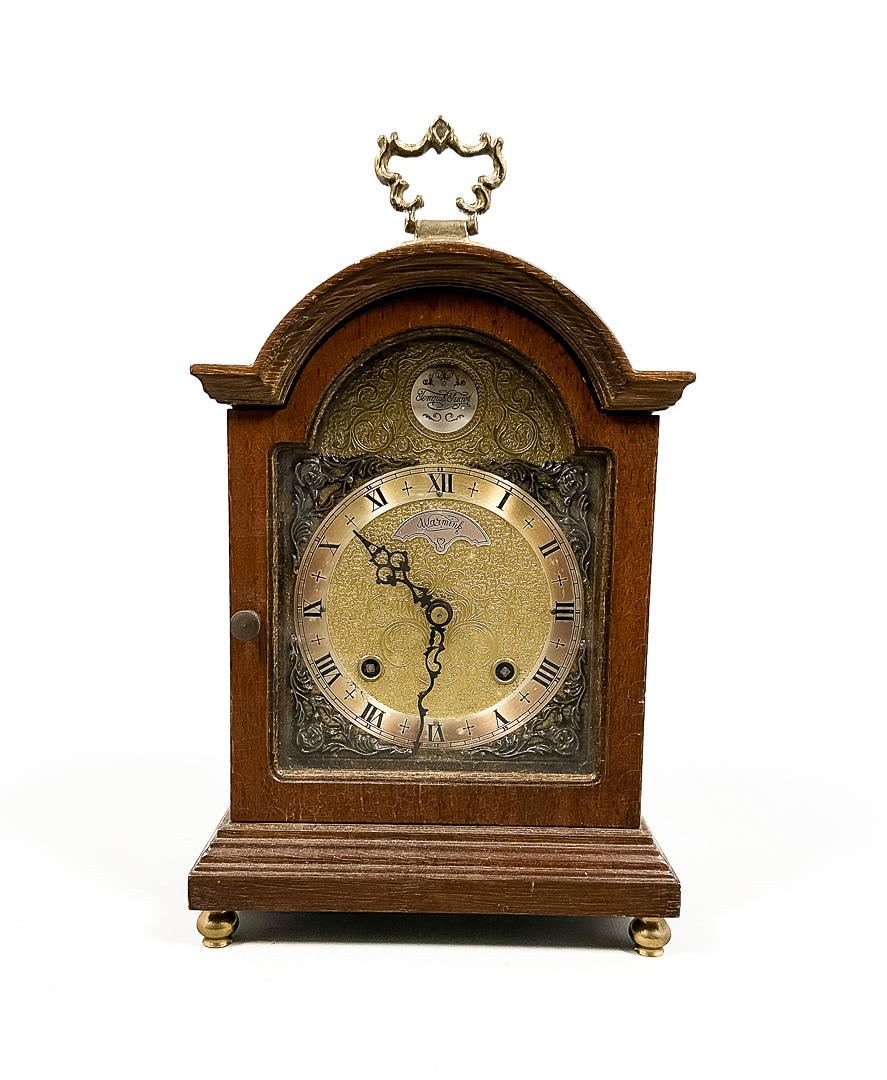 A 20th century Mahogany Warmink table clock, Netherlands.