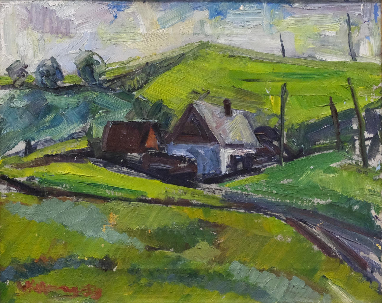 UNIDENTIFIED ARTIST, LANDSCAPE WITH HOUSE.