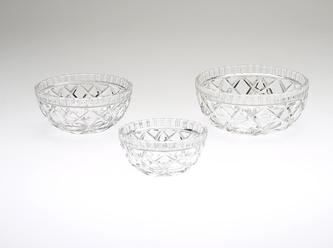SKÅLAR, 3 st, kristall, 1940-tal.
