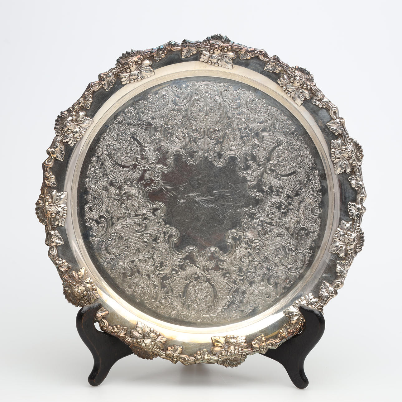 A nickel silver platter, England.