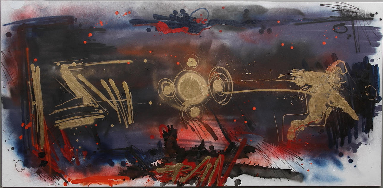 LEE "BRAIN" SPÅNGBERG. "Sympatie with Chaos", Blandteknik på duk. Signerad.