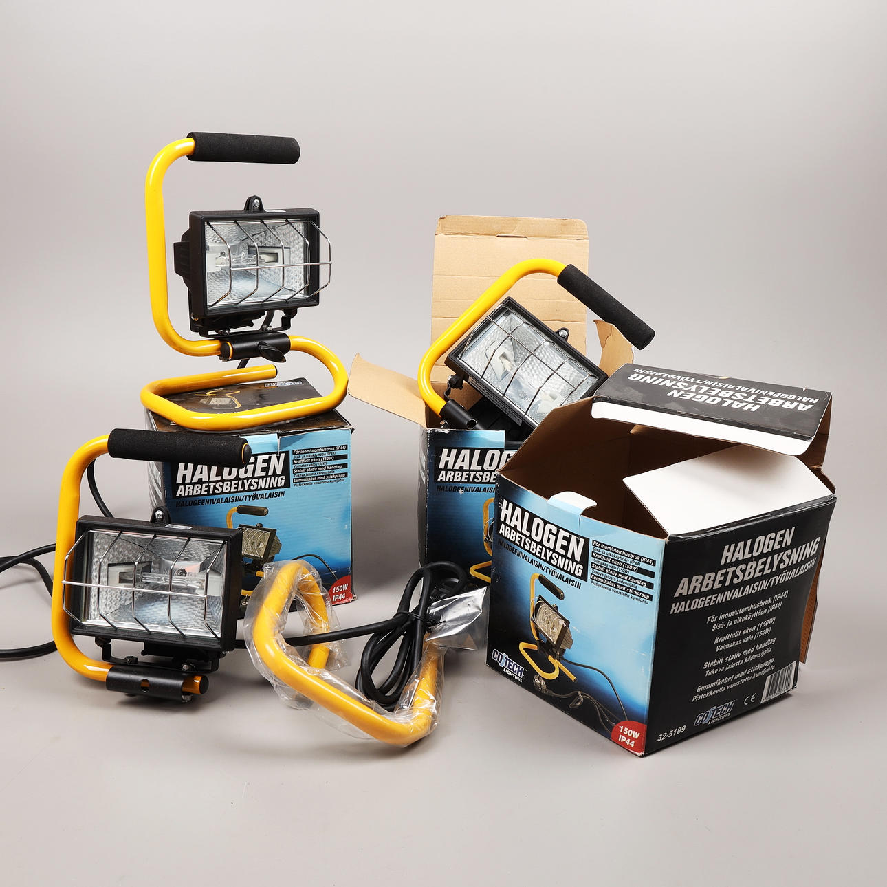 CONSTRUCTION LAMPS, 3 pcs, halogen work lights, COTECH, 21st century.