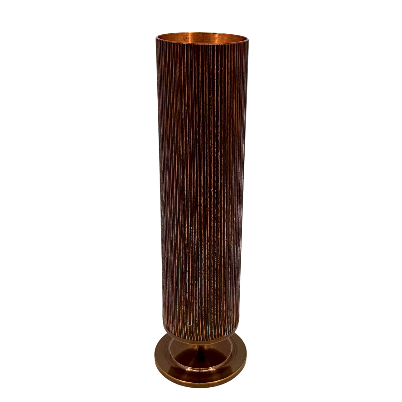 DESIGNER VASE AUS KUPFER-MESSING, ZWEITE HÄLFTE DES 20. JAHRHUNDERTS.