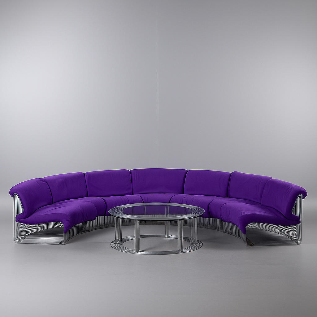 VERNER PANTON. Pantonova modular sofa and coffee table “Concave” designed in 1971.