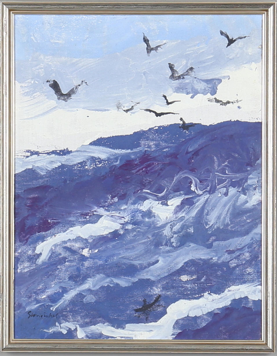 JAN STENVINKEL. Havsmotiv, olja på duk uppfodrad på pannå, signerad.