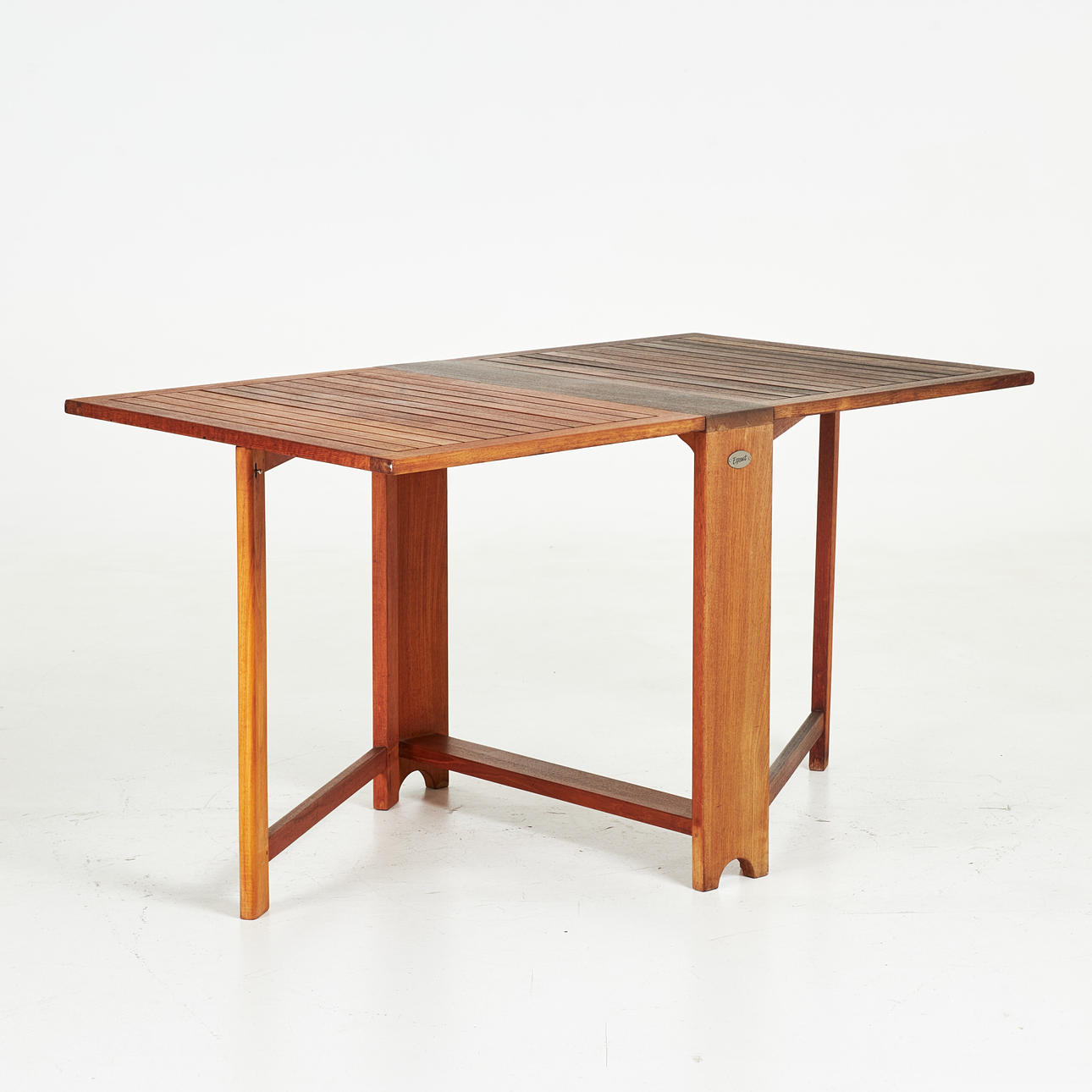FOLDING TABLE. Teak solid, outdoor table, tile marked Exxent.