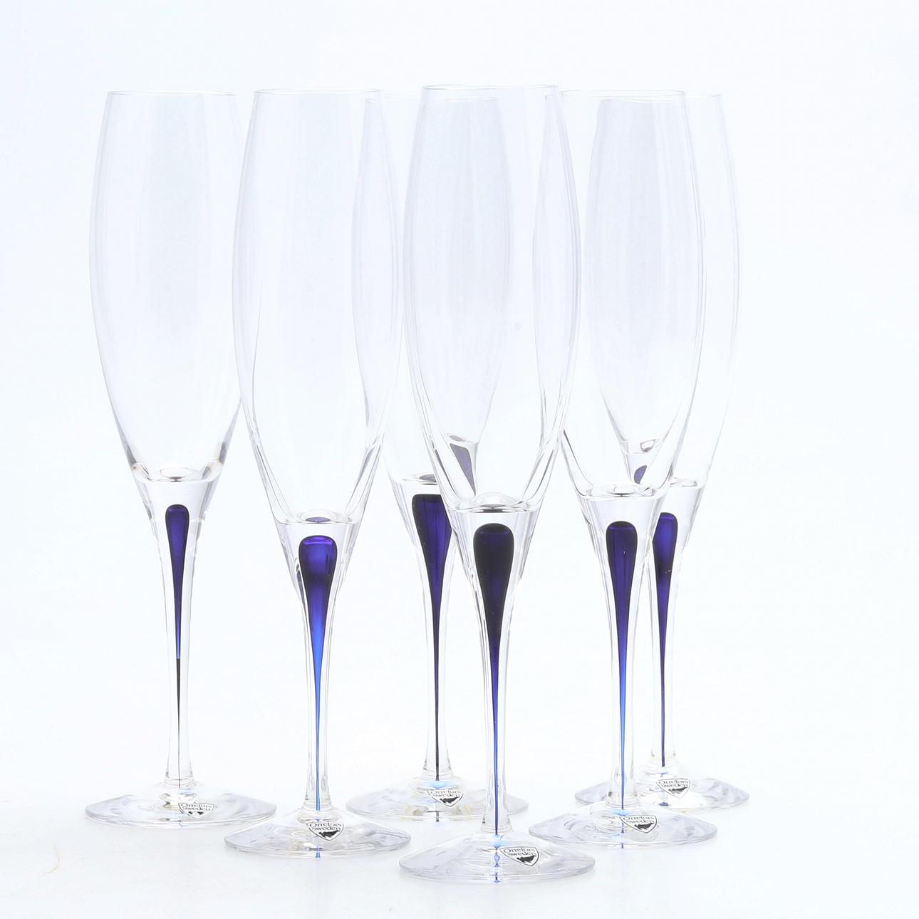 ERIKA LAGERBIELKE. Ein Set mit 6 Champagnergläsern 'Intermezzo', Orrefors.