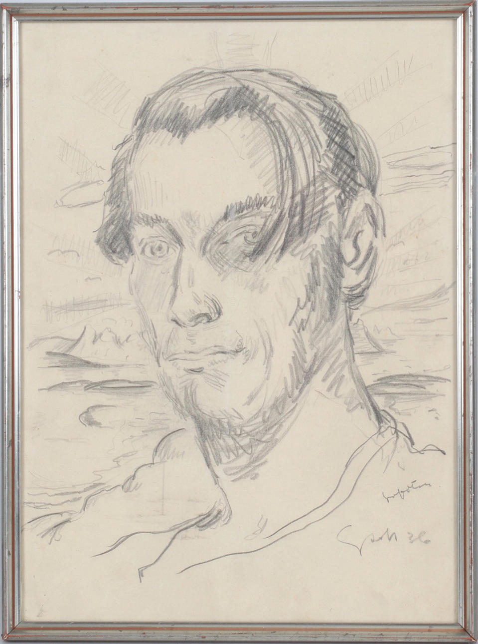 GERHARD LUNDBERG. Portrait, pencil on paper, signed and dated 36.