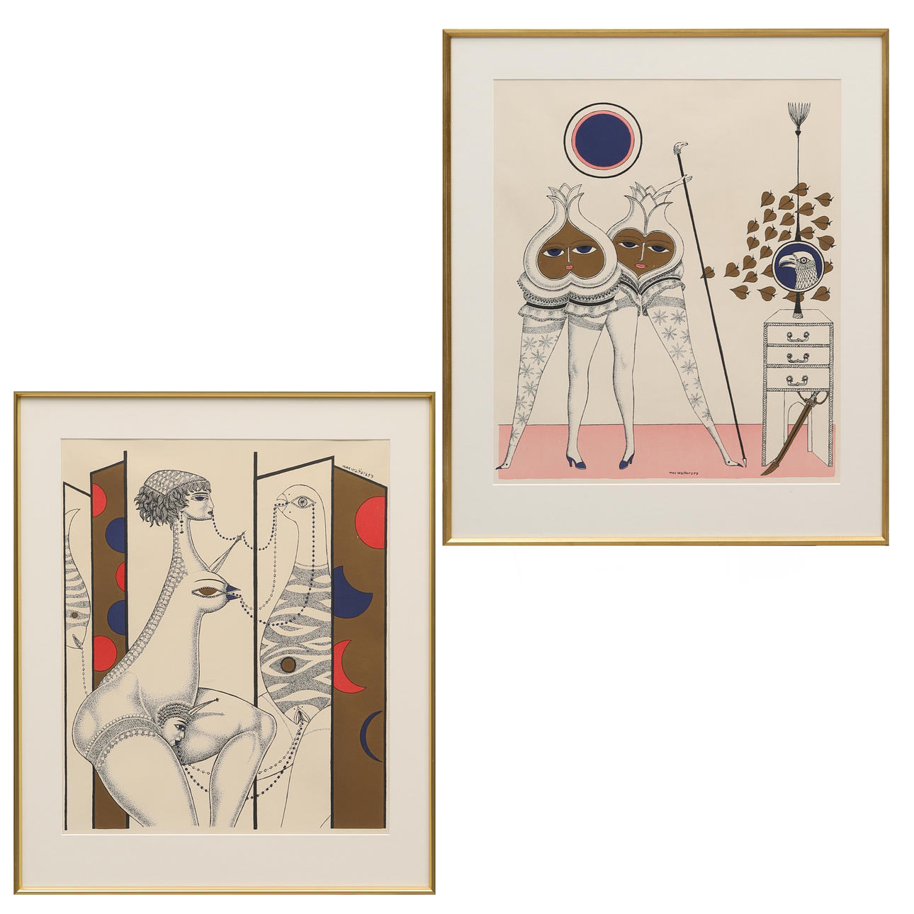 MAX WALTER SVANBERG. Graphic sheets, 2 pcs, signed and dated in print.