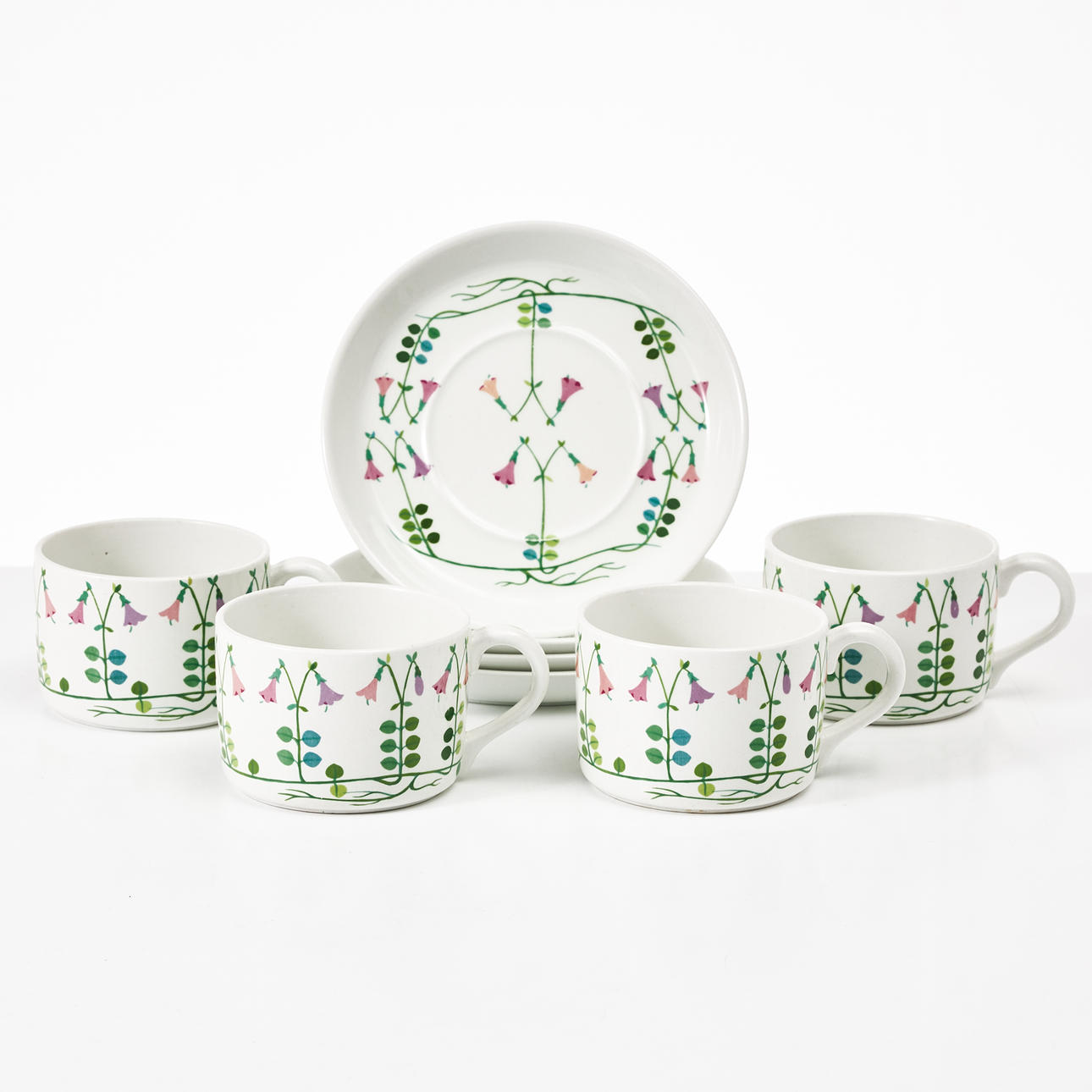 STIG LINDBERG. “Linnea” 4 cups with saucer, Gustavsberg.