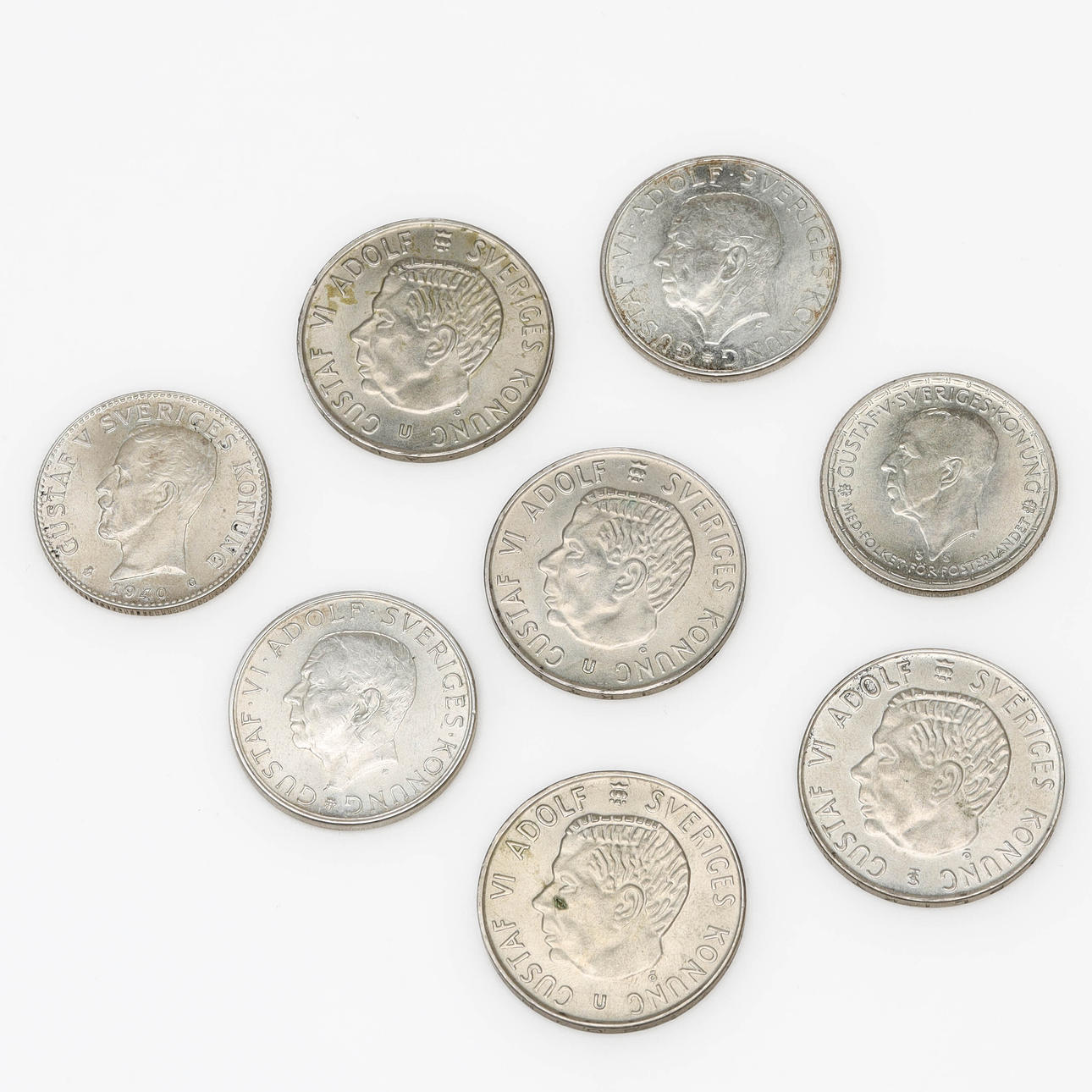 Eine Sammlung von Münzen, Silber, Schweden.