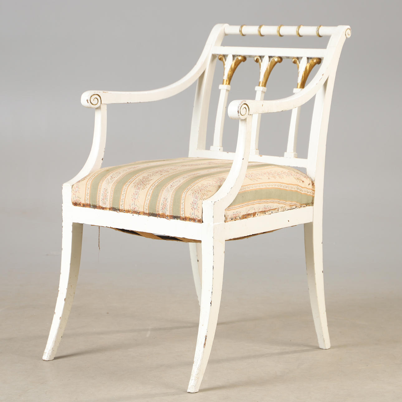 SILLÓN, pintado de blanco, imperio.