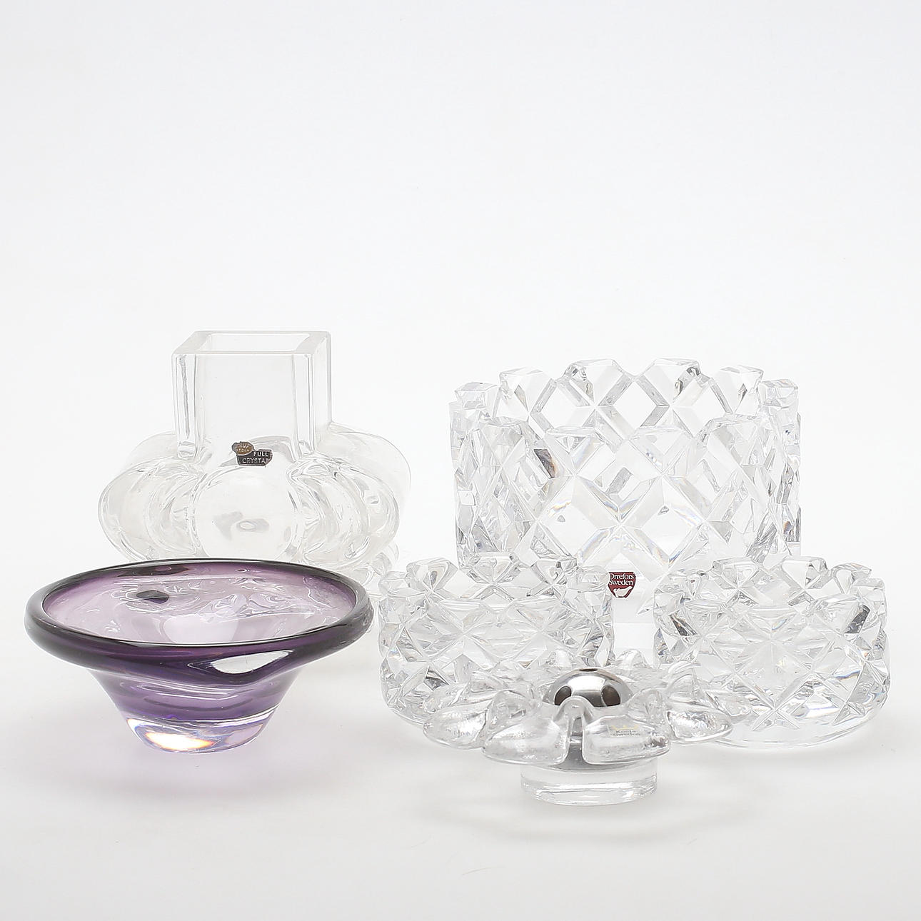 DIVERSE GLAS, 6 delar, huvudsakligen Orrefors och Kosta Boda, 1900-tal.