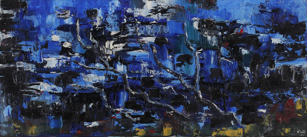 ERIC WESTERLIND. Composition, oil on canvas, monogram signed and dated -64.