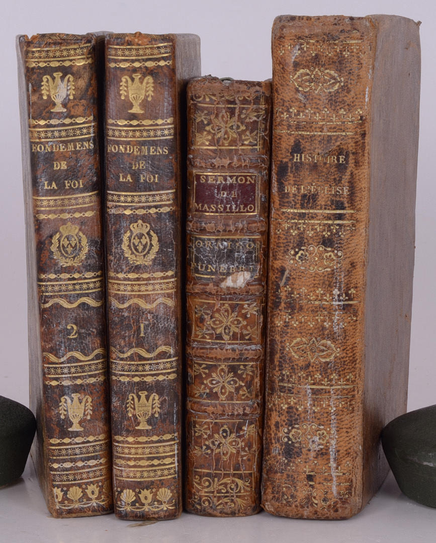 1700-TALS SKINNBAND. fyra bokband i helskinnsband.