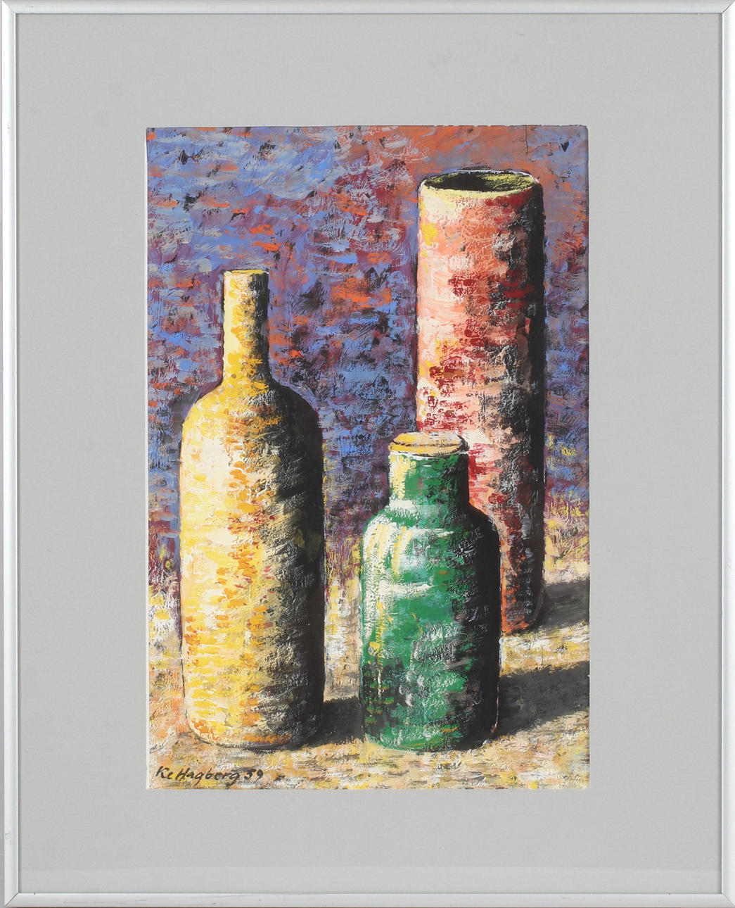 KARL ERIK HAGBERG. Still life, gouache on cardboard, signed and dated 59.