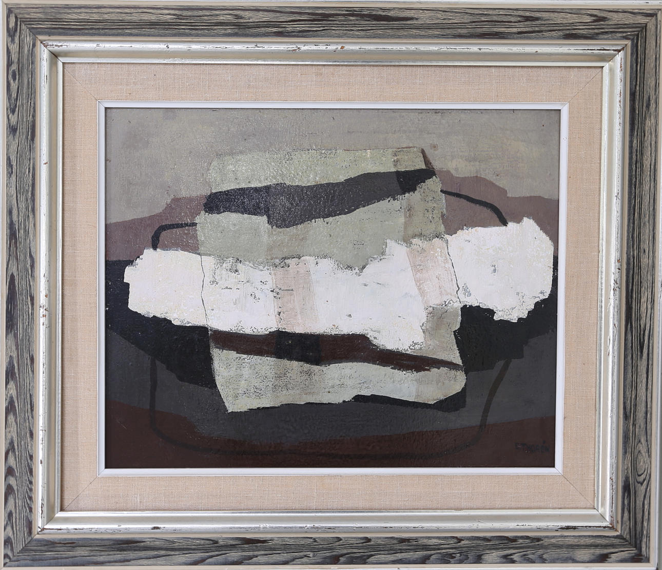 ESAIAS THORÉN. Abstrakt komposition, olja på pannå, signerad.